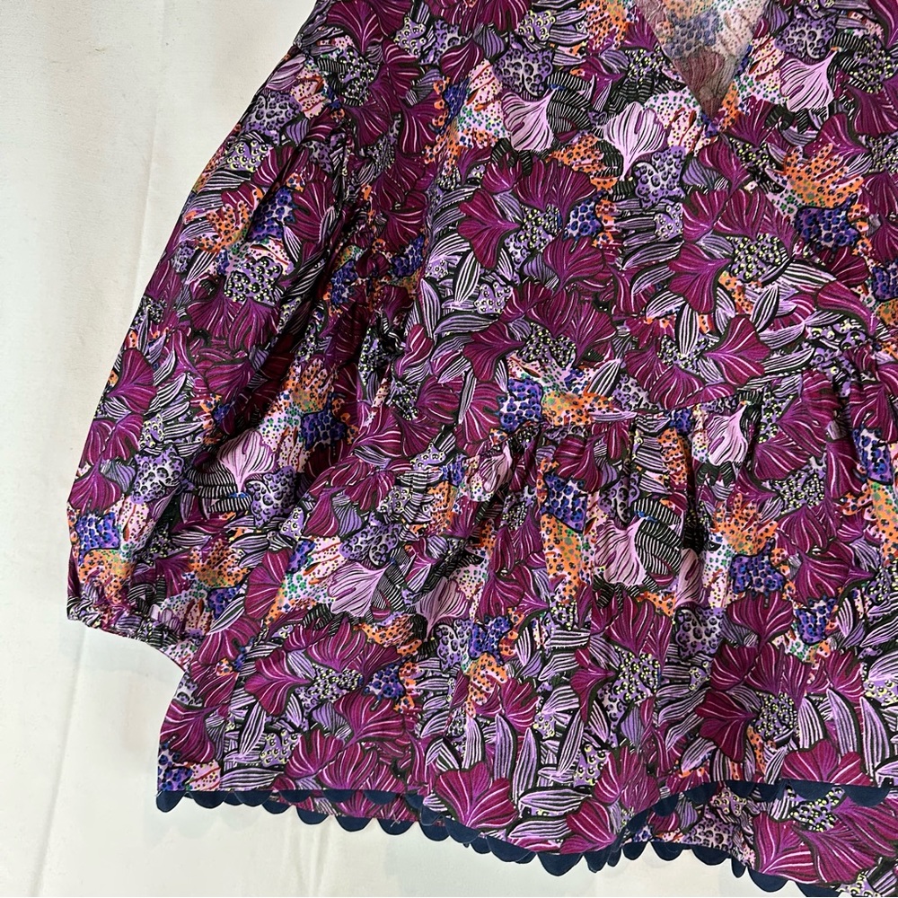 KIKA VARGAS Women’s Size XL Top Blouse Wrap Style Peplum Floral Purple NWT - Picture 15 of 16